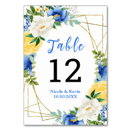 Blue and Yellow Floral Wedding Bordsnummer