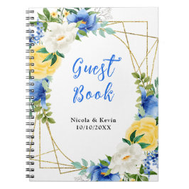 Blue and Yellow Floral Wedding Guest Book Anteckningsbok
