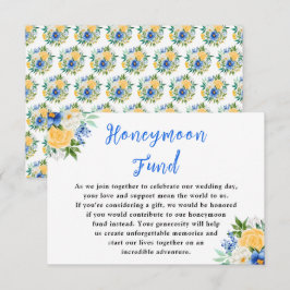 Blue and Yellow Floral Wedding Honeymoon Fund Tilläggskort