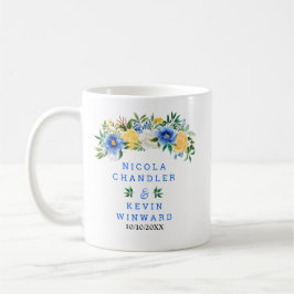 Blue and Yellow Floral Wedding Kaffemugg