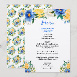 Blue and Yellow Floral Wedding Meny