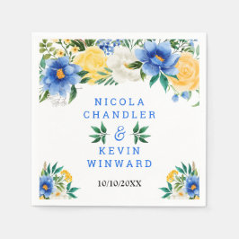 Blue and Yellow Floral Wedding Pappersservett