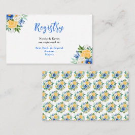 Blue and Yellow Floral Wedding Registry Tilläggskort
