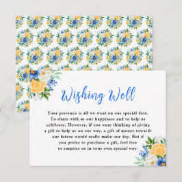 Blue and Yellow Floral Wedding Wishing Well Tilläggskort