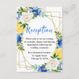 Blue and Yellow Flowers Wedding Reception Tilläggskort