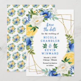 Blue and Yellow Flowers Wedding Spara Datumet