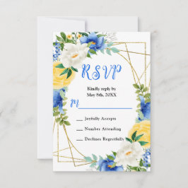 Blue and Yellow Flowers with Foliage Wedding OSA Kort