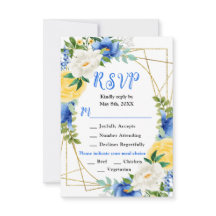 Blue and Yellow Flowers with Foliage Wedding