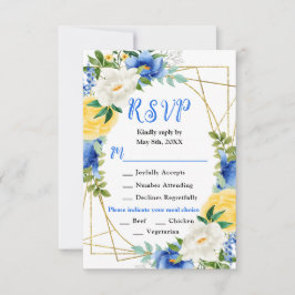 Blue and Yellow Flowers with Foliage Wedding OSA Kort