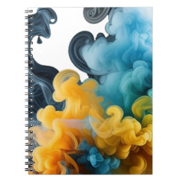 Blue and Yellow Ink Swirl Abstract Notebook Anteckningsbok