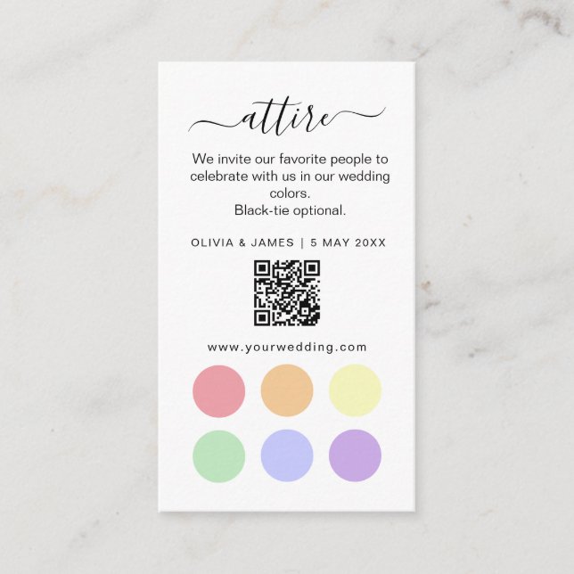 Blue and Yellow Wedding Attire Dress Code Card Tilläggskort (Framsida)
