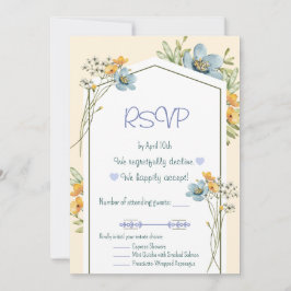 Blue And Yellow Wildflowers Geometric RSVP Card Inbjudningar