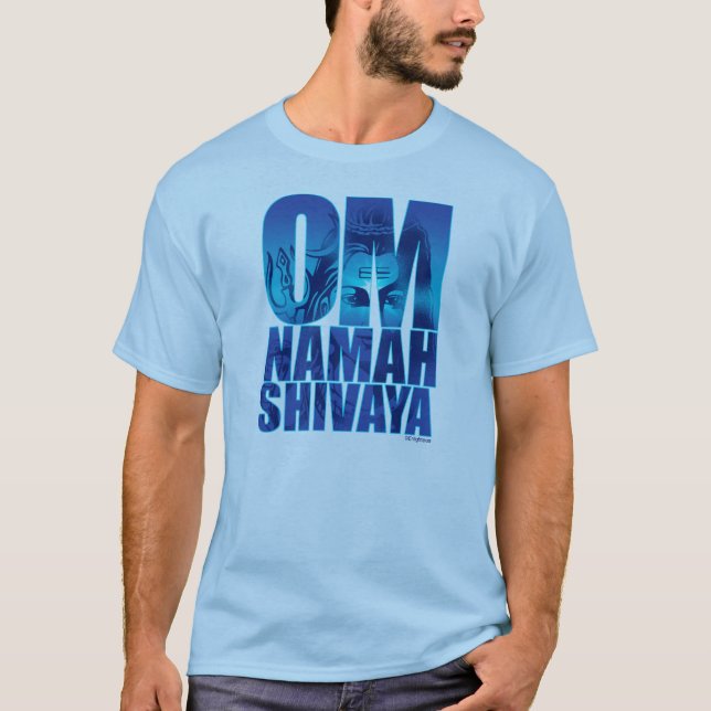 Blue Andlig Mantra sanskrit Hindu Shiva T Shirt (Framsida)