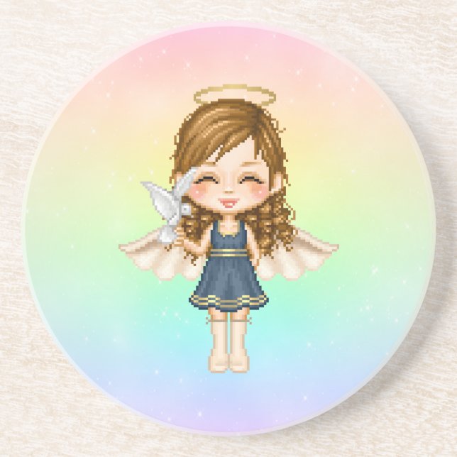 Blue Angel Pixel Art Underlägg Sandsten (Framsidan)