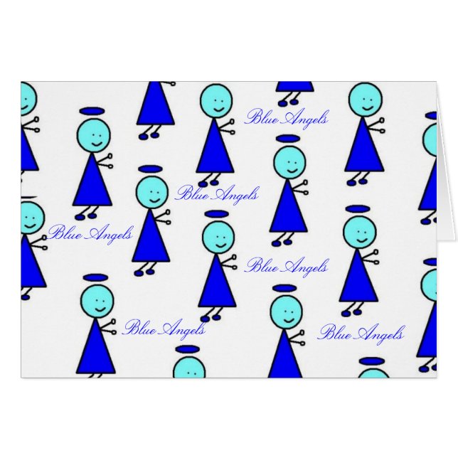 Blue Änglar Hälsningskort (Framsidan Horizontal)