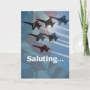 Blue Änglar Salute Tack Kort