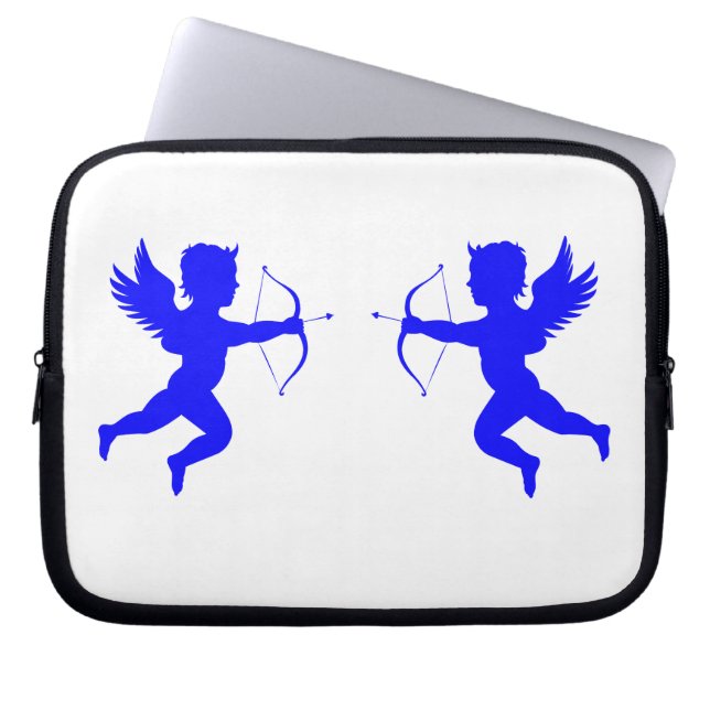 Blue Änglar White Neoprene Laptop sleeve 10 tum (Framsidan)