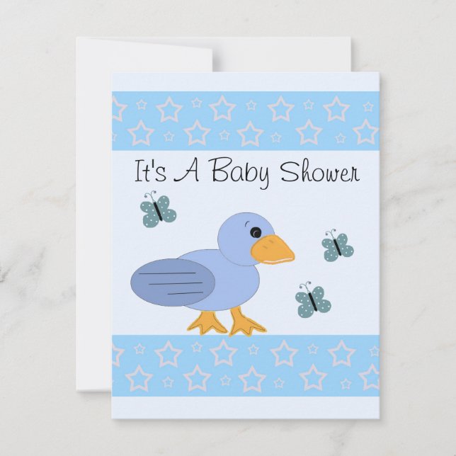 Blue Anka och Butterfly Baby Shower Inbjudningar (Framsida)