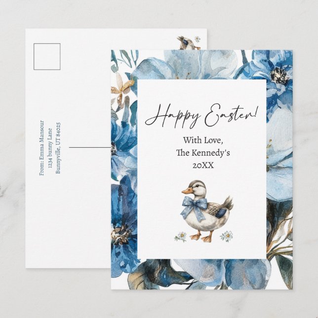 Blue Anka Påsk Helg Vykort (Fram/baksida)