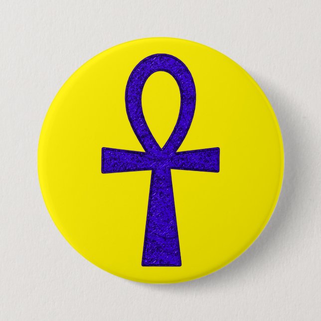 Blue Ankh Round Button Knapp (Framsida)