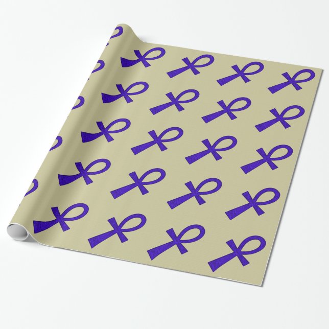 Blue Ankh Wrapping Papper Presentpapper (Utrullad)