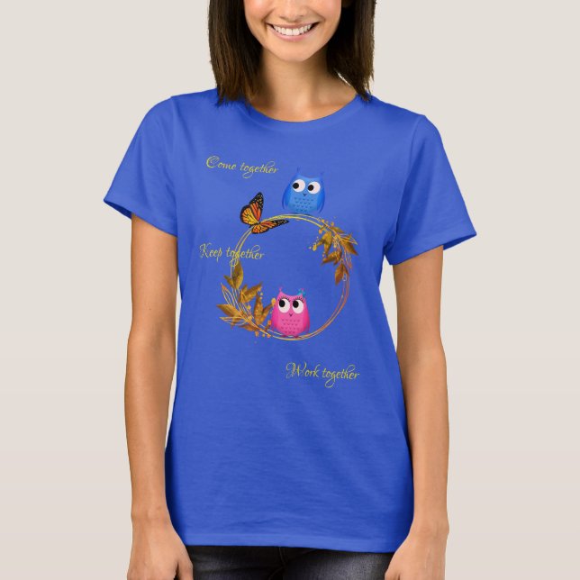 Blue Anpassade Butterfly Uggla T-Shirt (Framsida)