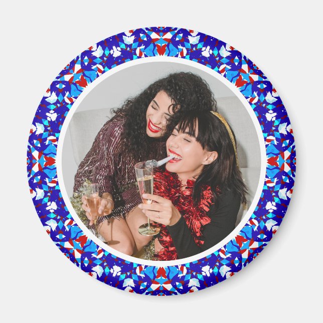 Blue Anpassningsbar God jul Photo Keepsaké Gift Magnet (Framsidan)