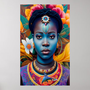 Blue ansikte African princess Poster