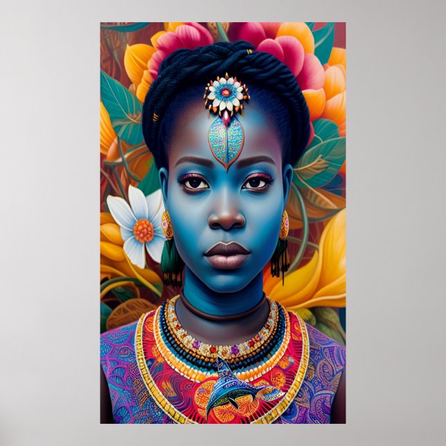 Blue ansikte African princess Poster (Framsidan)
