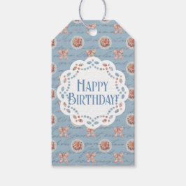 Blue Antique Personlig Grattis på födelsedagen Presentetikett