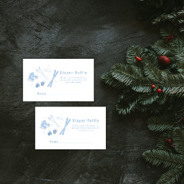 Blue Après Bébé Ski Diaper Raffle Baby Shower Tilläggskort