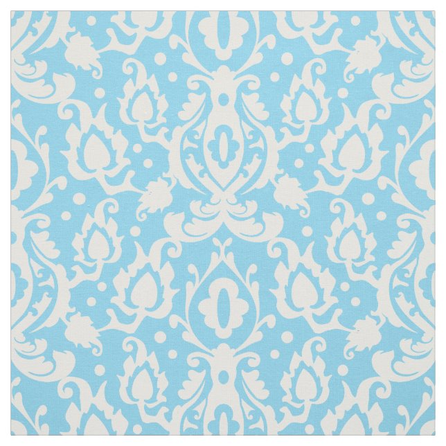 Blue Aqua Casbah Damask Tyg (Provkarta)
