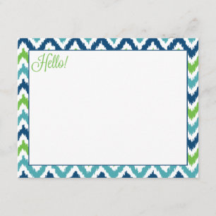 Blue Aqua Grönt Zigzag Ikat Mönster Inbjudningar