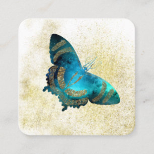 *~* Blue Aqua Guld Glitter Gilded Guld Butterfly Fyrkantigt Visitkort