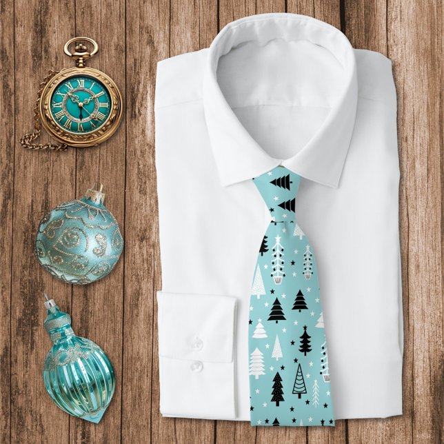 Blue Aqua Julgran Forest Mönster Slips (Skapare uppladdad)