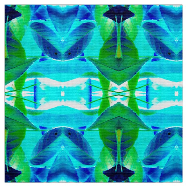 Blue Aqua Lövs Tyg (Provkarta)