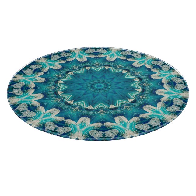 Blue Aqua Mandala Rosette Retro Hippie (Hörn)