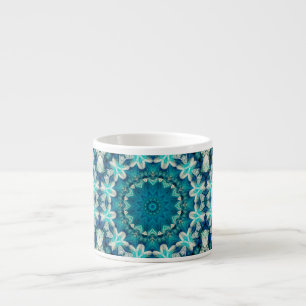 Blue Aqua Mandala Rosette Retro Hippie Espressomugg