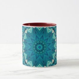 Blue Aqua Mandala Rosette Retro Hippie Mugg