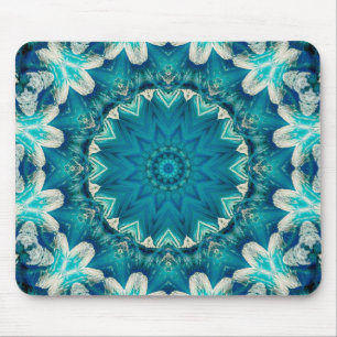 Blue Aqua Mandala Rosette Retro Hippie Musmatta