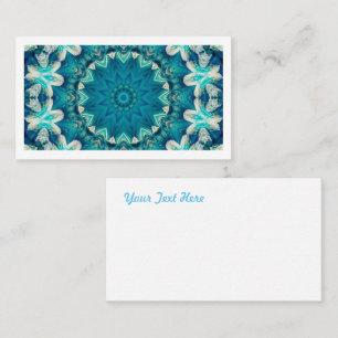 Blue Aqua Mandala Rosette Retro Hippie Visitkort