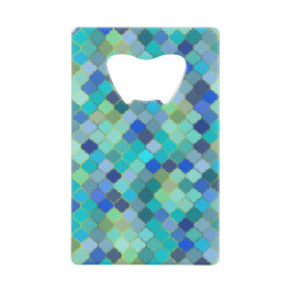 Blue Aqua Moroccan Mosaic Kreditkort Flasköppnare