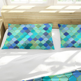 Blue Aqua Moroccan Mosaic Pattern