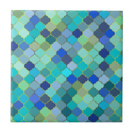Blue Aqua Moroccan Mosaic Pattern Kakelplatta