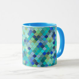 Blue Aqua Moroccan Mosaic Pattern Mugg