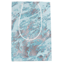 Blue Aqua Silver Marble