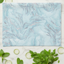 Blue Aqua Silver Marble Kökshandduk