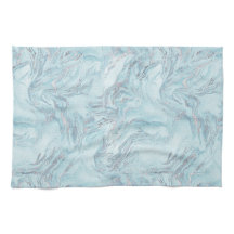 Blue Aqua Silver Marble