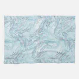 Blue Aqua Silver Marble Kökshandduk