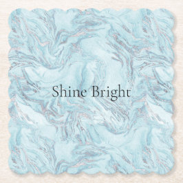 Blue Aqua Silver Marble Underlägg Papper